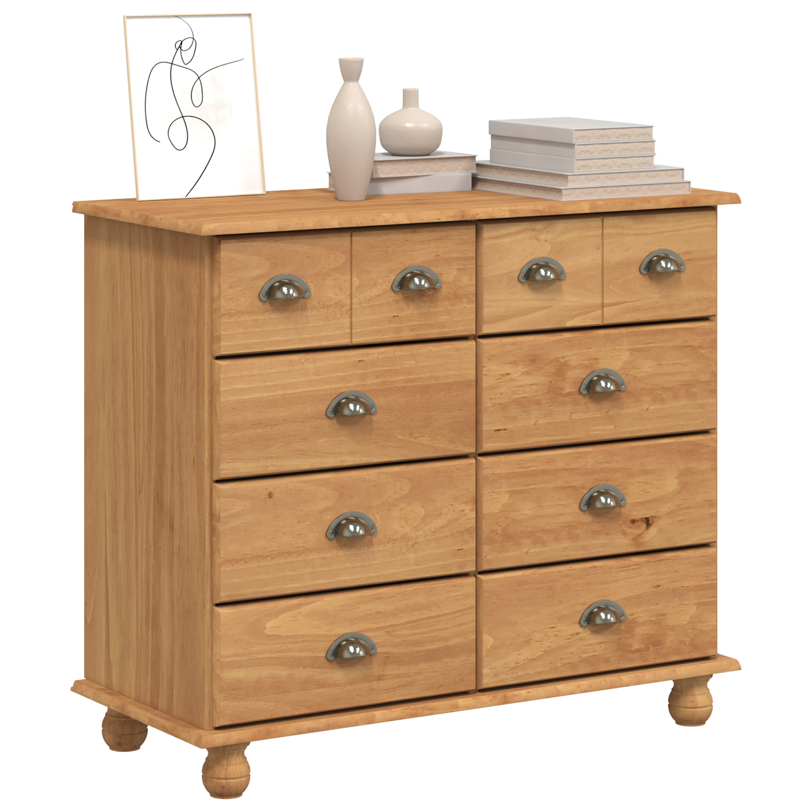 Kommode 'Askim'honningbrun 91X40X79 Cm Massivt Trefuru