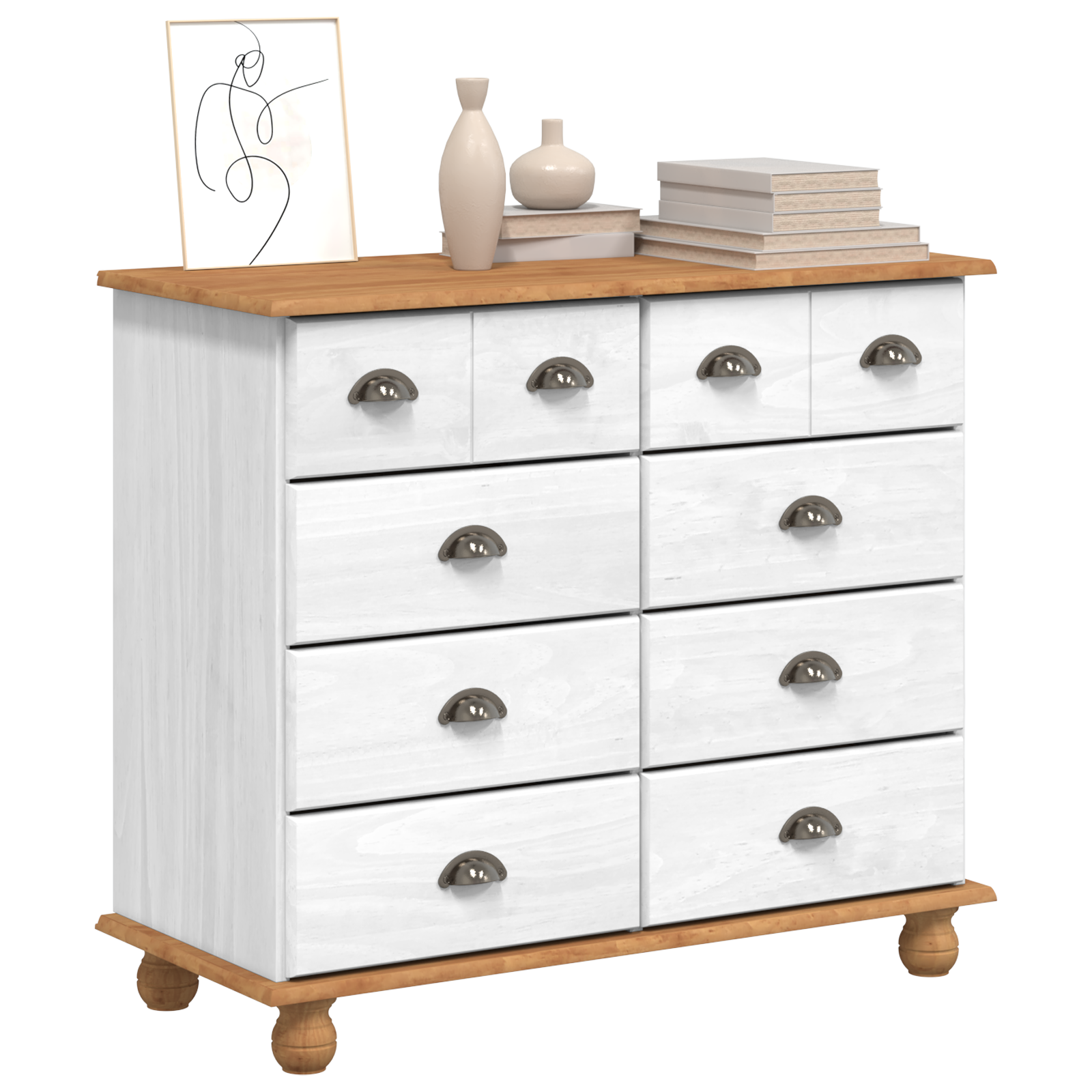 Kommode 'Askim'hvit 91X40X79 Cm Solid Tre Pine