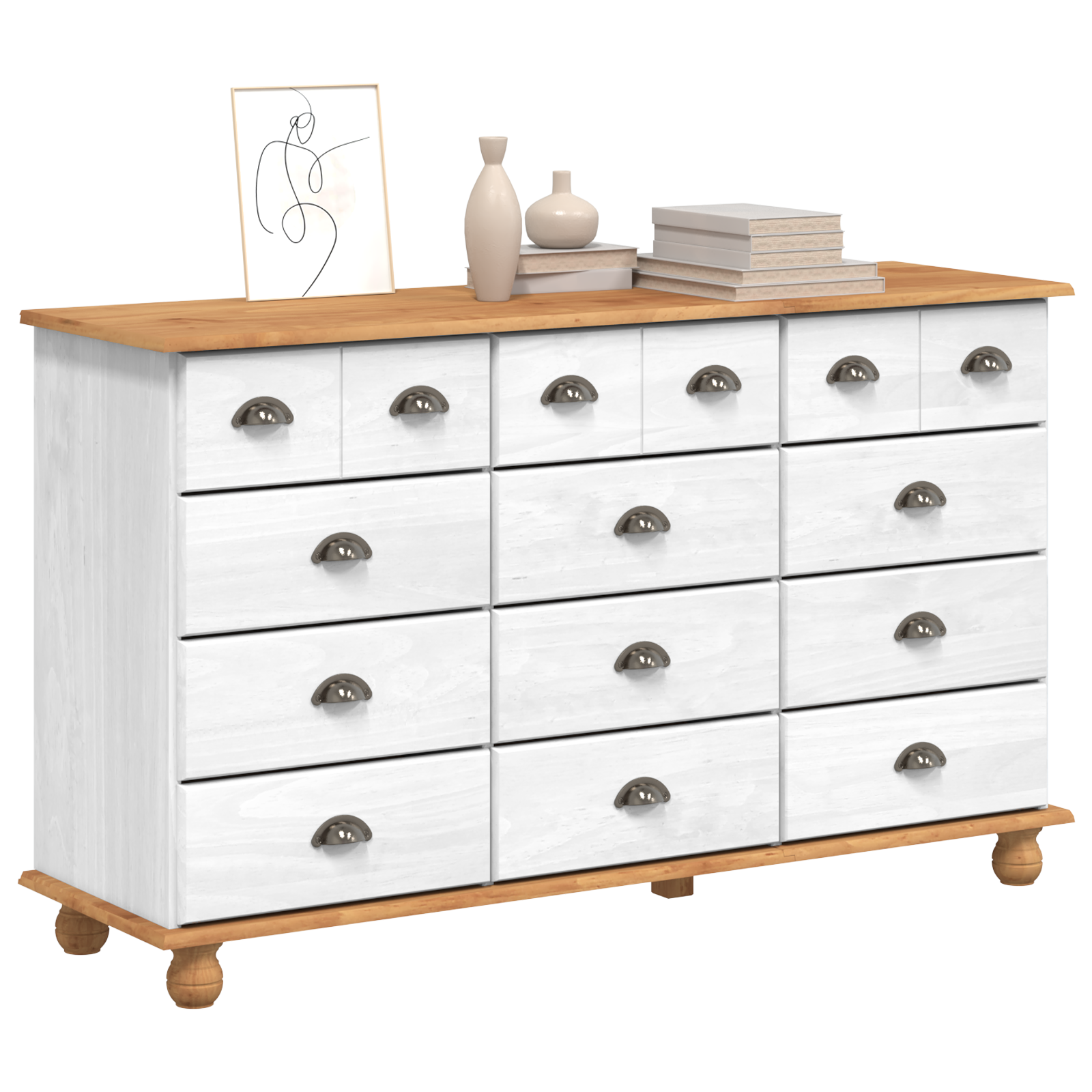Kommode "Askim" Hvit 79X40X133.5 Cm Solid Tre Furu