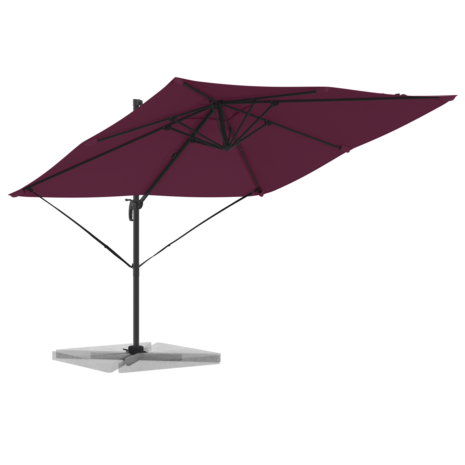 Parasoll Burgunder Aluminium, Polyester Stor Justerbare Armlener