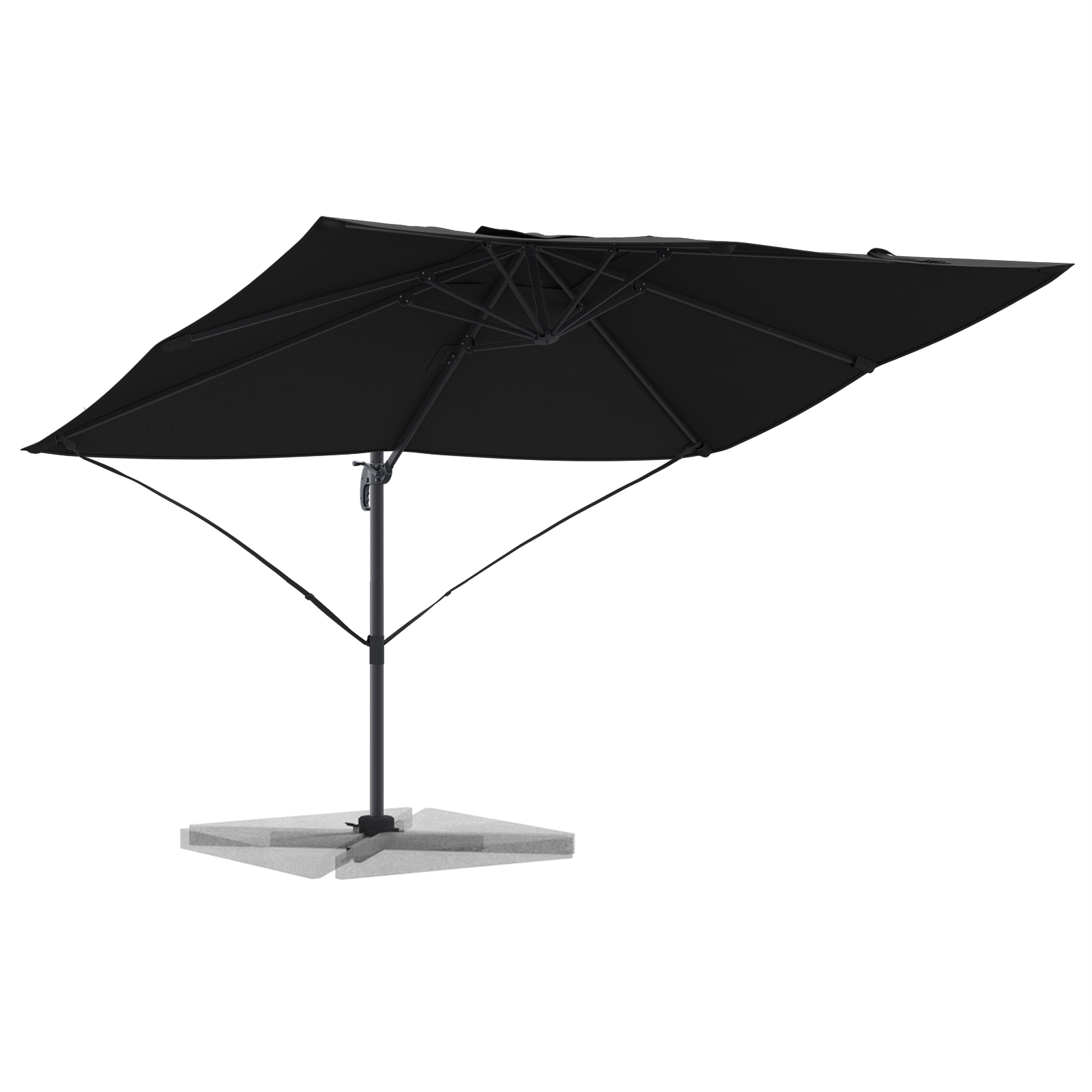 Cantilever Parasoll Svart Polyesterbaldakin Med Metallramme Stor