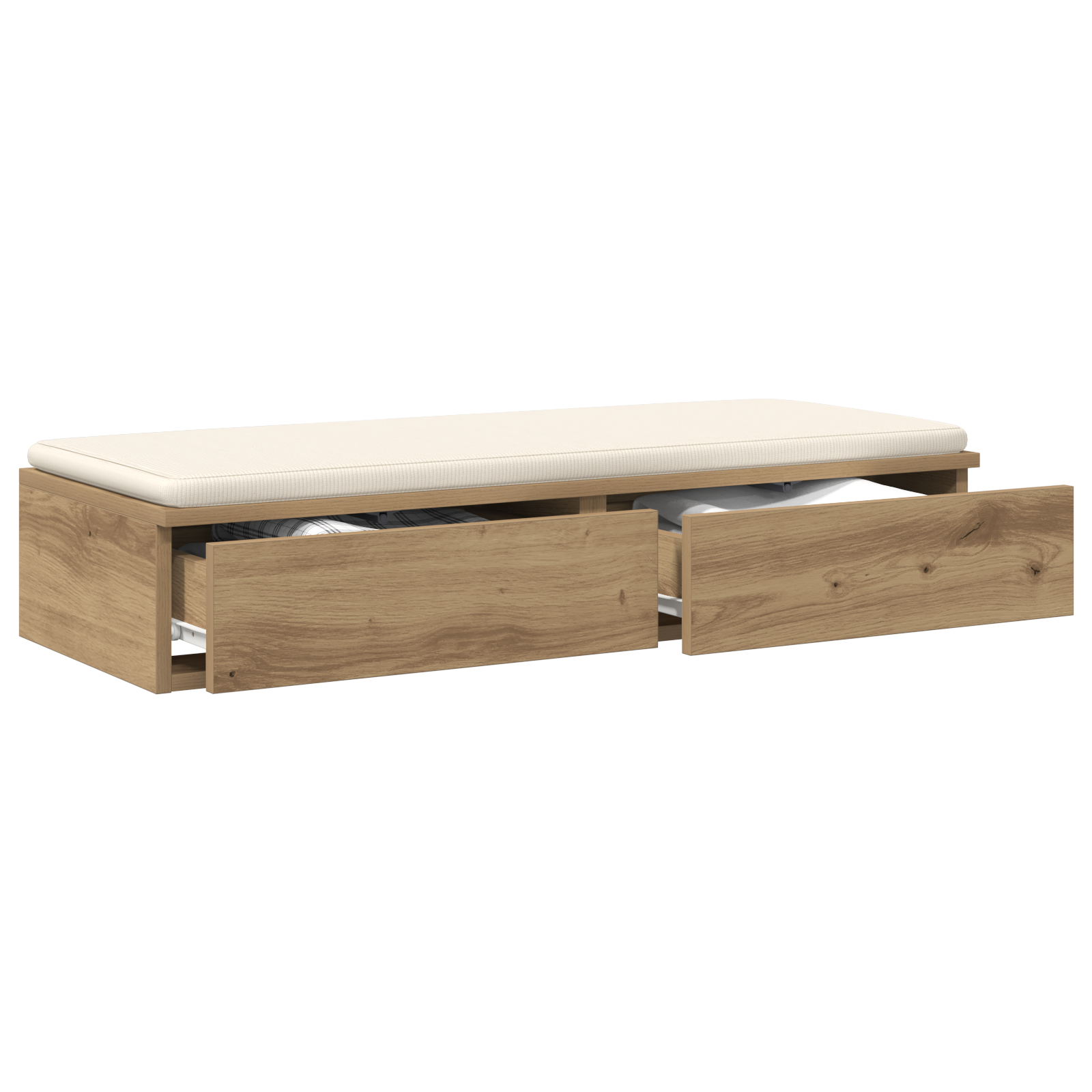 Seng Med Skuffer I Håndlaget Eik 100X36,5X16,5 Cm I Konstruert Tre