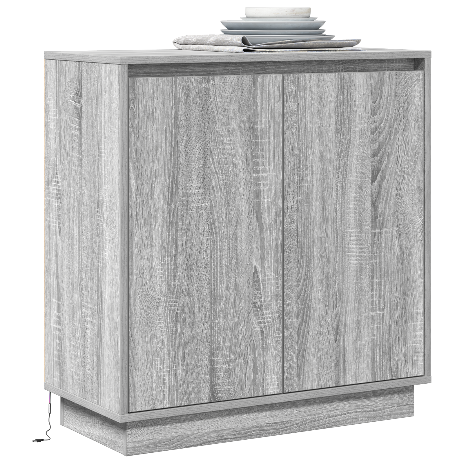 Skap Med Led, Grå Sonoma, 71X34,5X75 Cm, Laget Av Tre