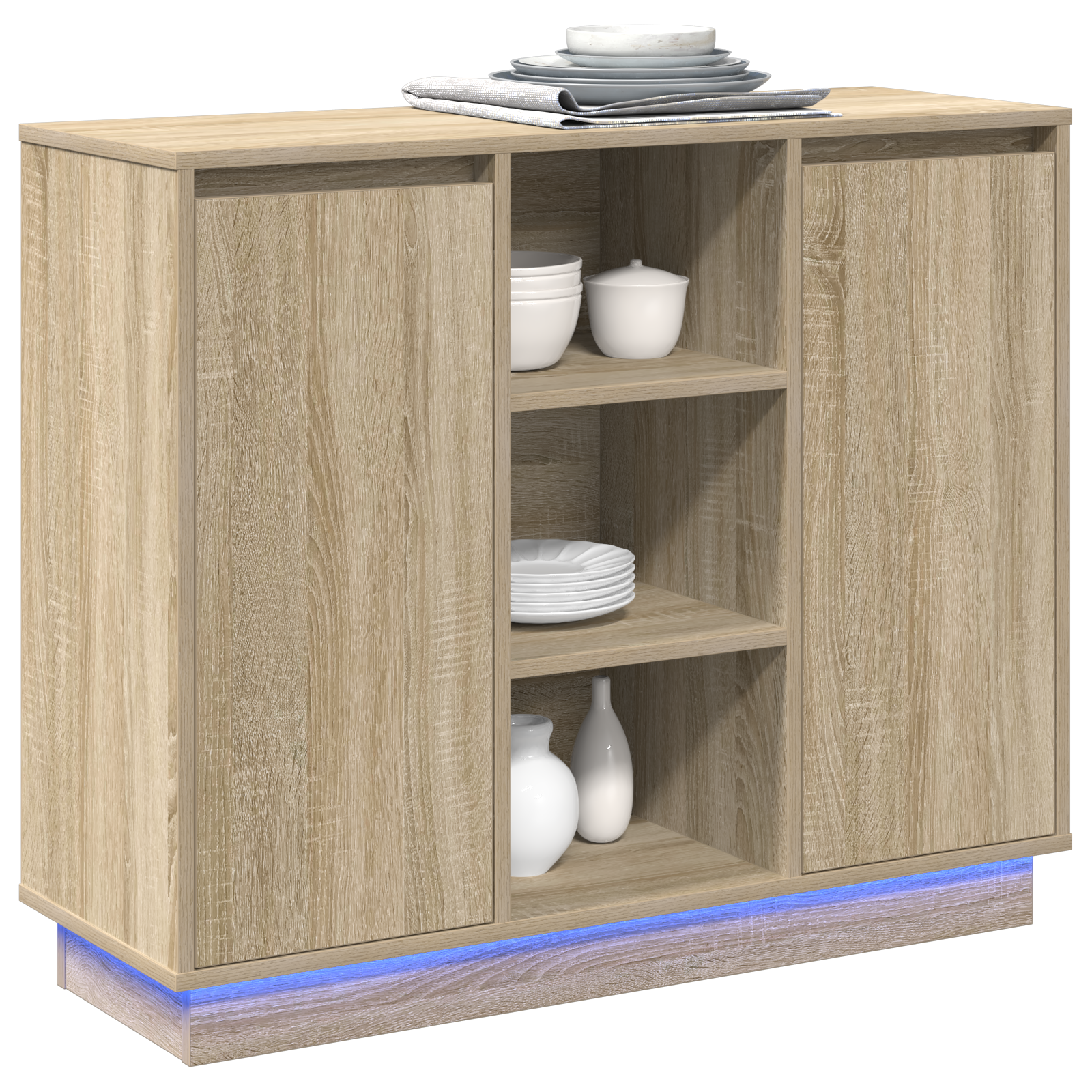 Sengbord Med Led Sonoma Eik 90X32X75 Cm Konstruert Tre