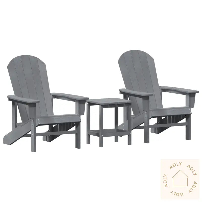 3-Delt Hage Lounge Set Lysegrå Hdpe