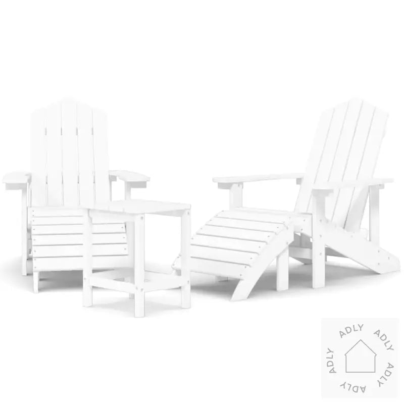 Adirondack Stoler Med Fotstøtte Og Bord Hdpe Hvit