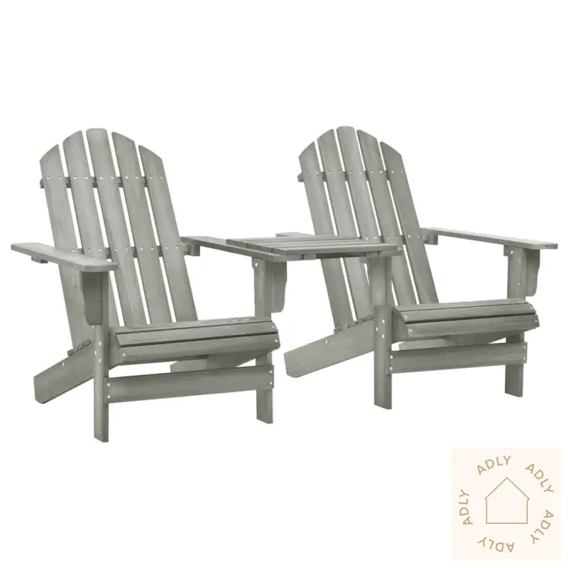 Adirondack Hagestoler Med Tebord Heltre Gran Grå