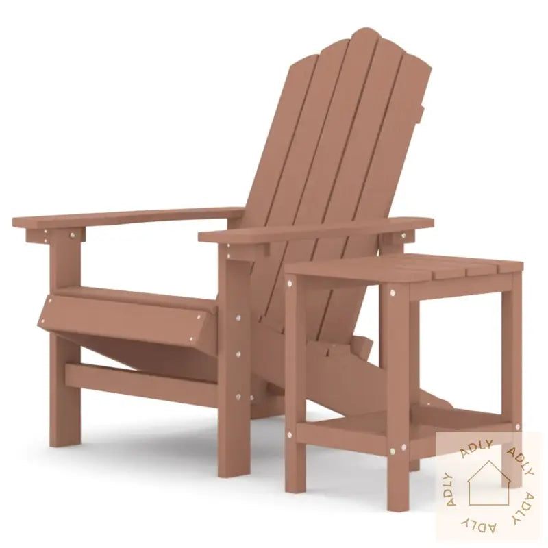 Adirondack Hagestol Med Bord Hdpe Brun