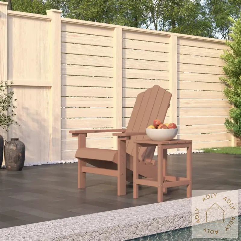Adirondack Hagestol Med Bord Hdpe Brun