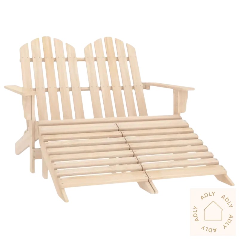 Wooden Adirondack hagestol i heltre gran med avtakbare ottomaner for uteplassen