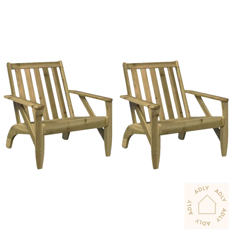 To flotte adirondack hagestoler i heltre furu med rustikk sjarm