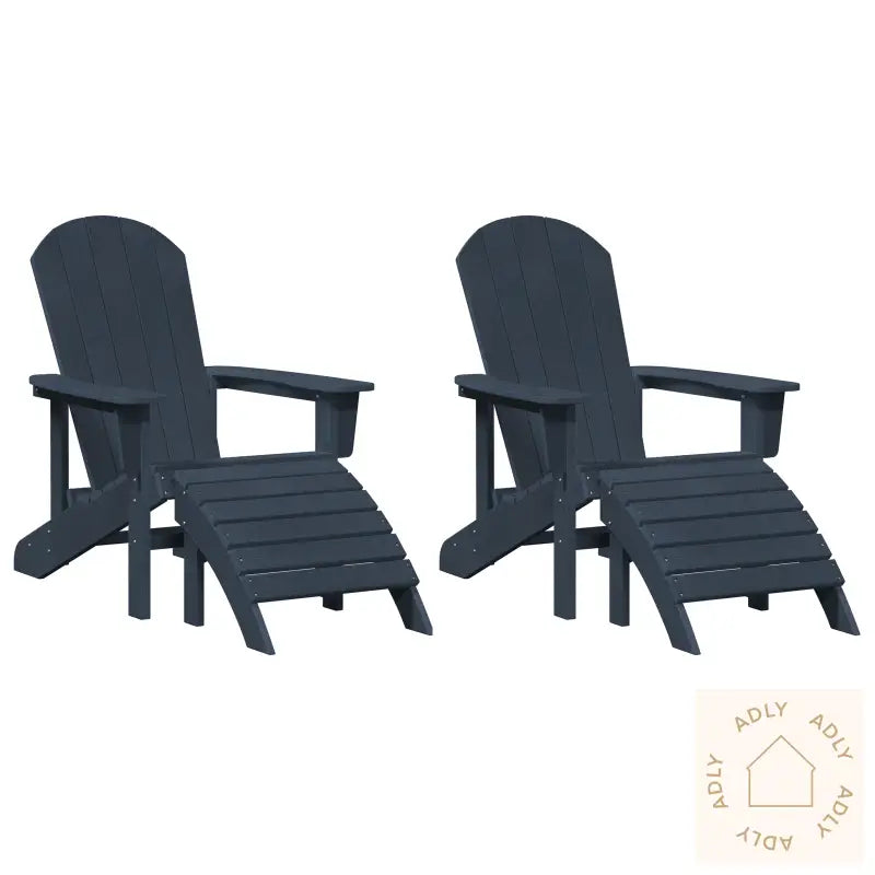 Adirondack Stoler Med Fotstøtte 2 Stk Navy Blå Hdpe