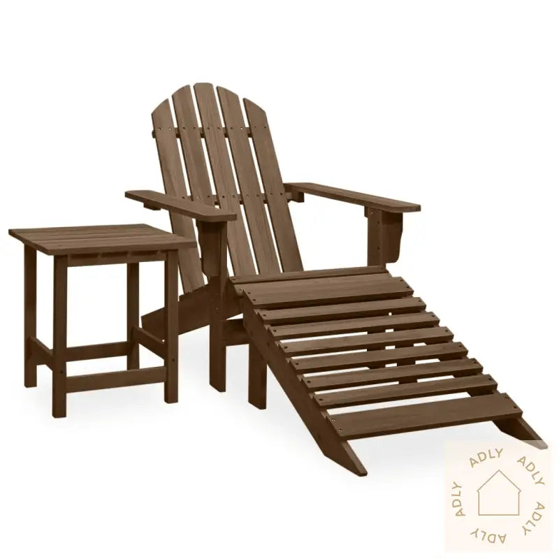 Adirondack Hagestol Med Ottoman Og Bord Heltre Gran Brun