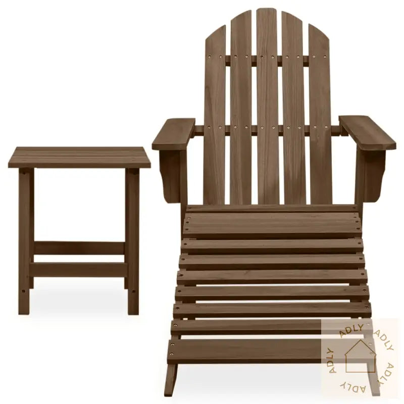 Adirondack Hagestol Med Ottoman Og Bord Heltre Gran Brun
