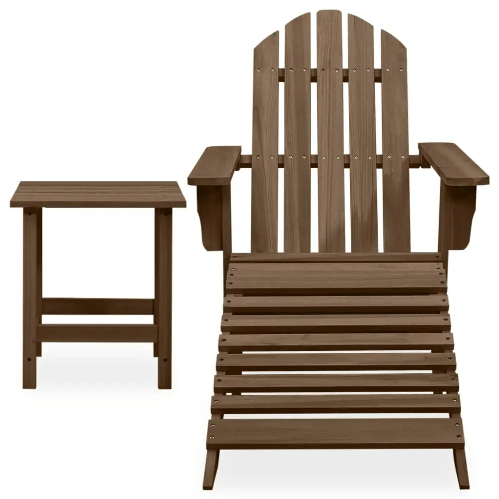 Brown heltre gran Adirondack stol med ottoman og bord for hagen
