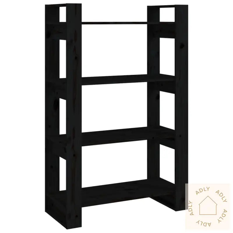 Bokhylle/Romdeler Svart 80X35X125 Cm Heltre Furu