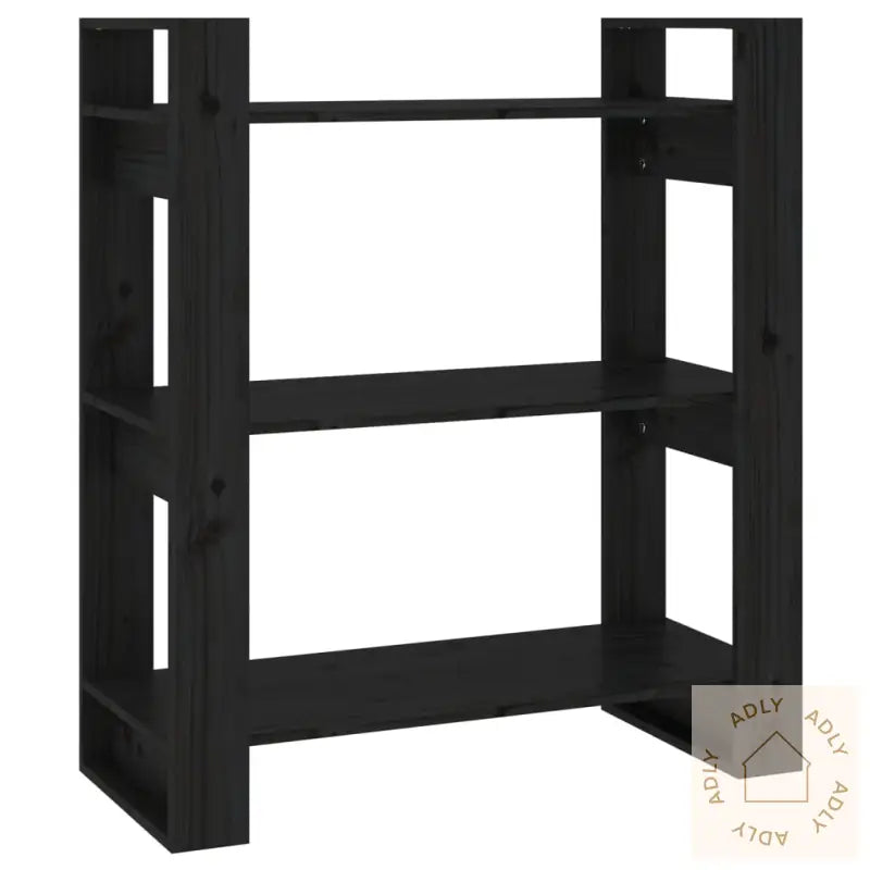 Bokhylle/Romdeler Svart 80X35X91 Cm Heltre Furu