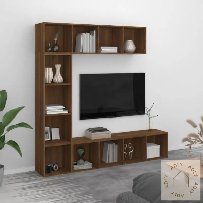 Bokhyller/Tv-Skap 3 Stk Brun Eik 180X30X180 Cm