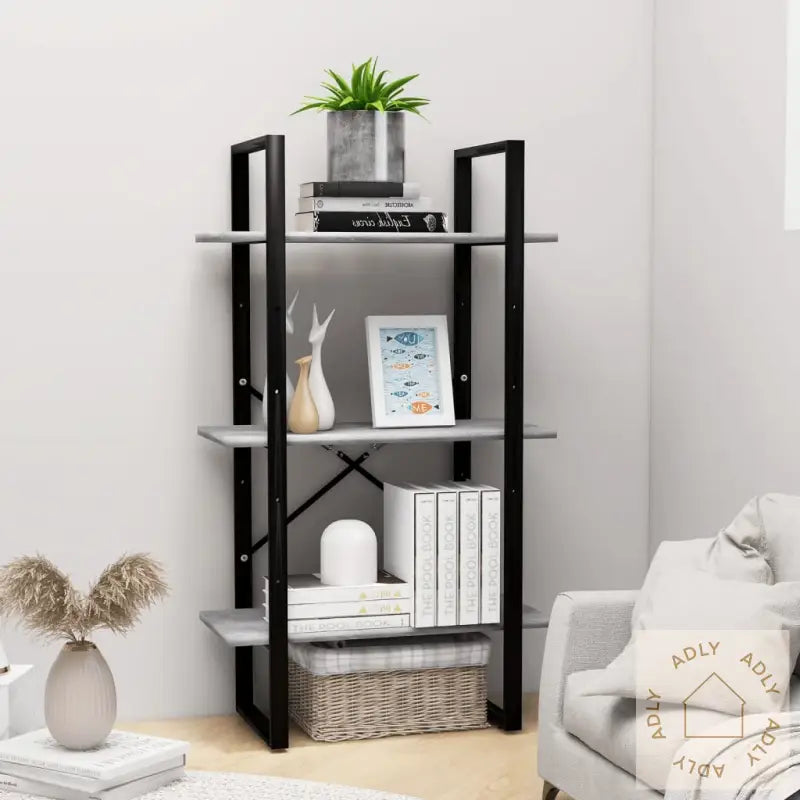 Oppbevaringshylle Betonggrå 60X30X105 Cm Konstruert Tre