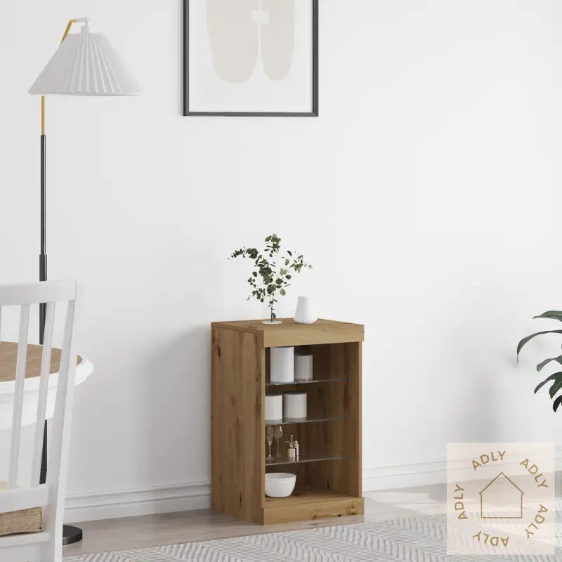 Sideboard Med Led-Lamper I Artisan Eik 41X37X67 Cm