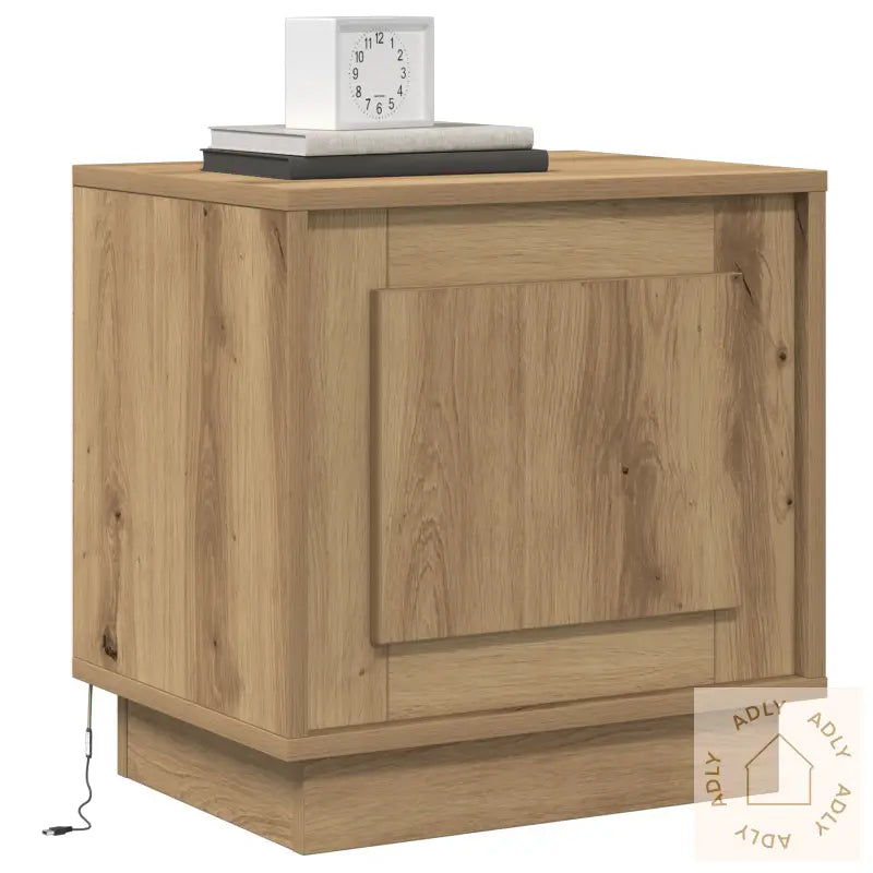 Nattbord Med Led-Lamper I Artisan Eik 44X34,5X45 Cm