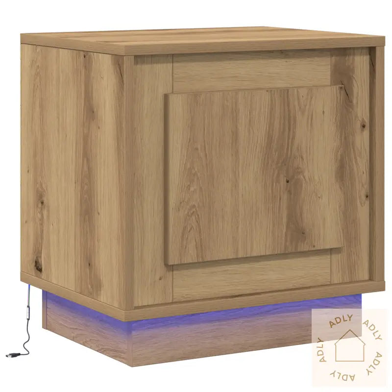 Nattbord Med Led-Lamper I Artisan Eik 44X34,5X45 Cm