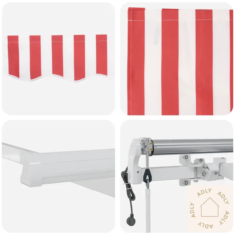 Automatisk Utrekkbar Markise Rød Og Hvit Stripe 450X300 Cm
