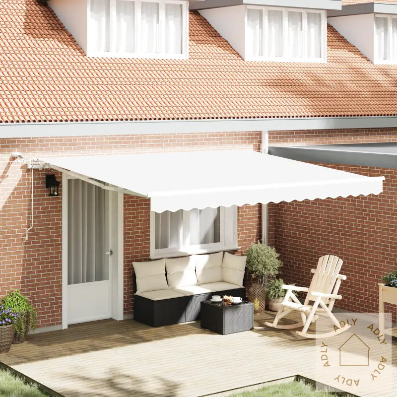 Automatisk Uttrekkbar Markise Med Led Hvit 400X350 Cm