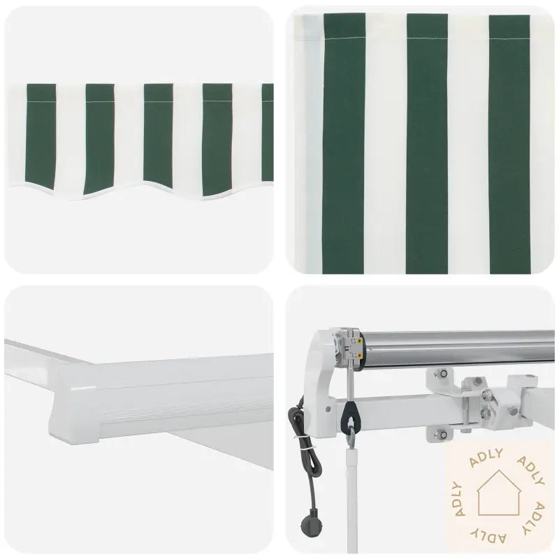 Automatisk Uttrekkbar Markise Grønn Og Hvit 450X300 Cm