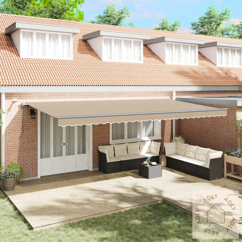 Automatisk Uttrekkbar Markise Med Led Beige 600X300 Cm