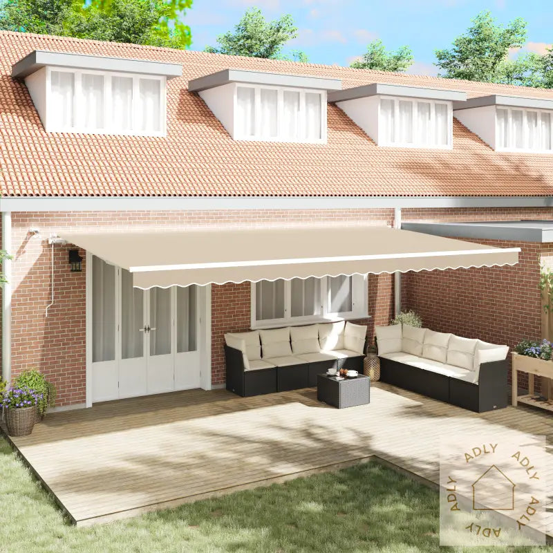 Automatisk Uttrekkbar Markise Med Led Beige 600X300 Cm