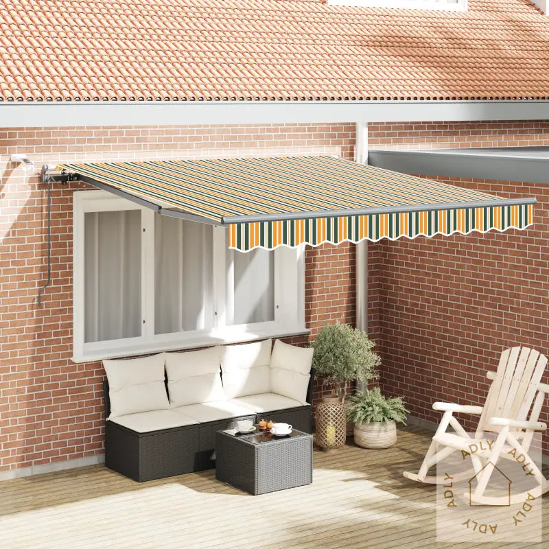 Automatisk Uttrekkbar Markise Med Led Grønn Og Gul 300X250 Cm