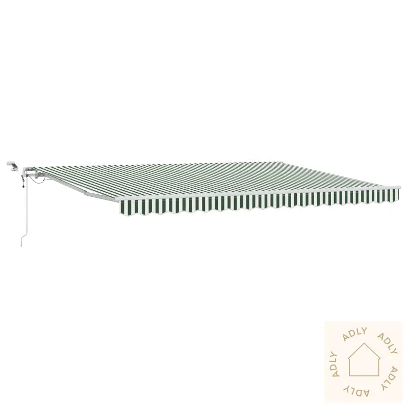 Automatisk Uttrekkbar Markise Med Led Grønn Og Hvit 450X300 Cm