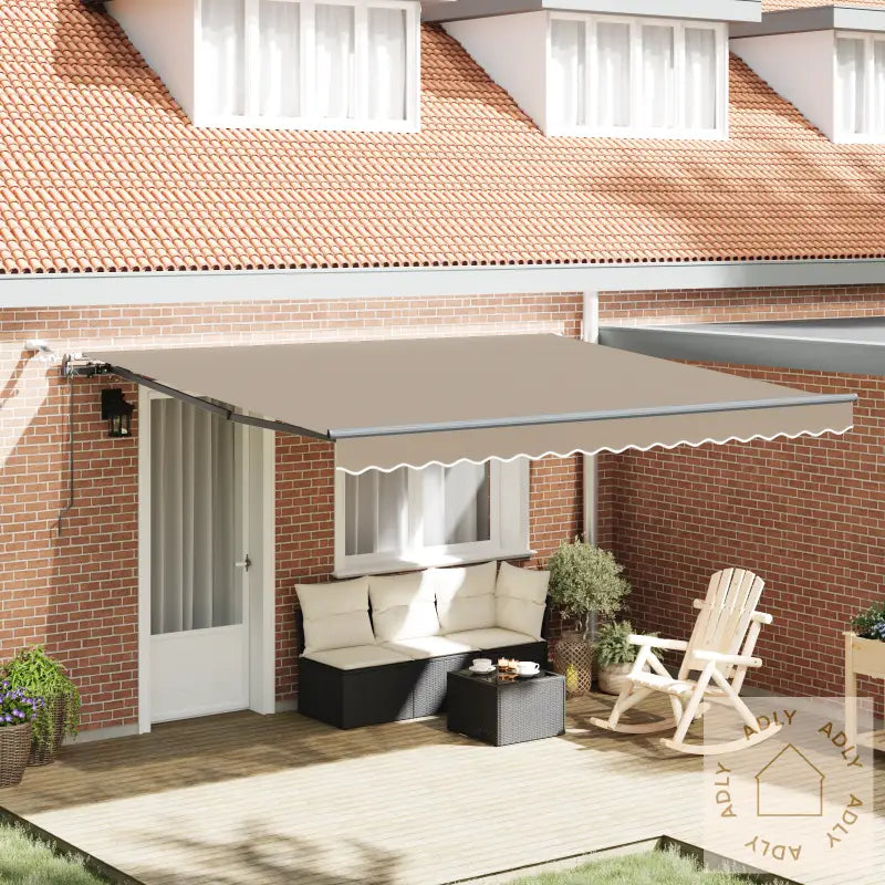 Automatisk Uttrekkbar Markise Med Led Beige 400X300 Cm