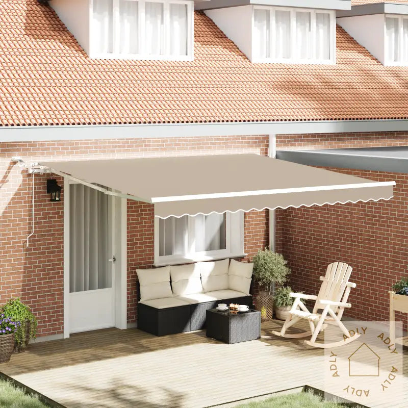 Automatisk Uttrekkbar Markise Med Led Beige 400X300 Cm