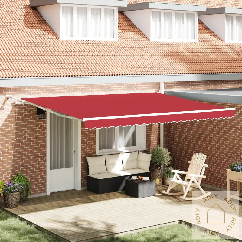 Automatisk Uttrekkbar Markise Med Led Rød 450X300 Cm