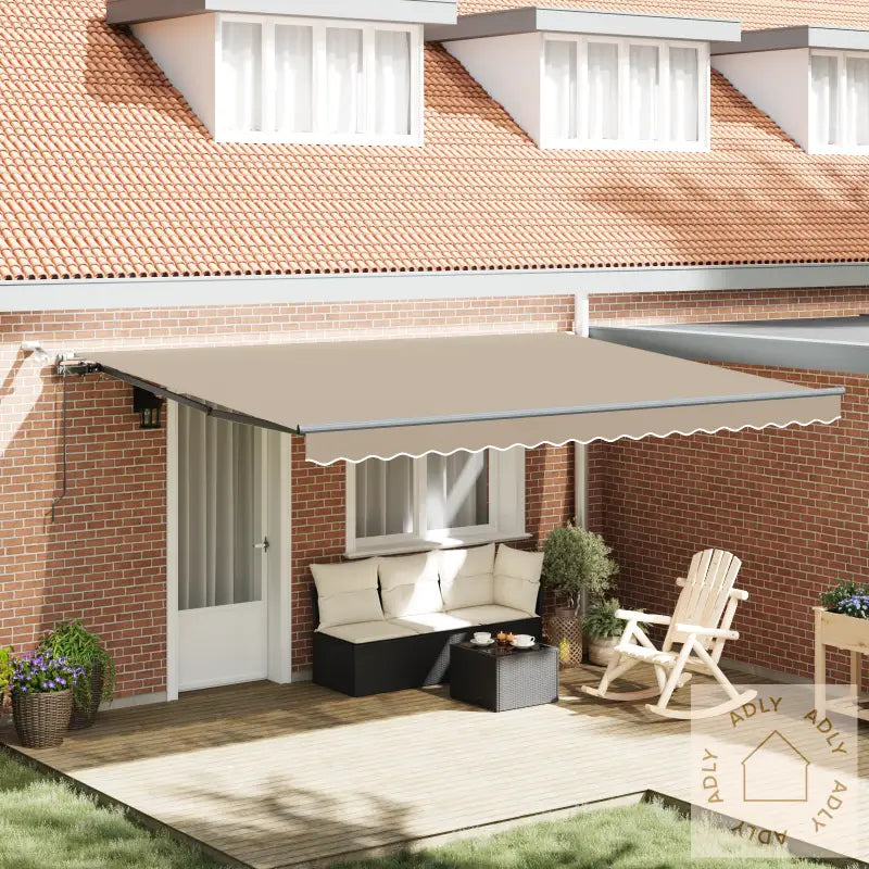 Automatisk Uttrekkbar Markise Med Led Beige 450X350 Cm