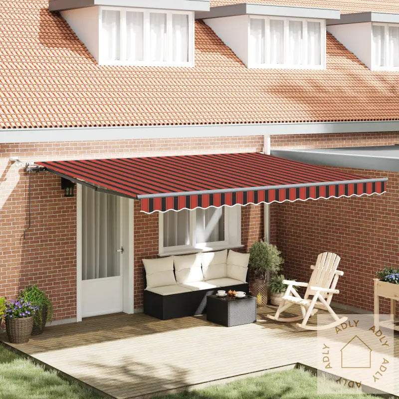Automatisk Uttrekkbar Markise Med Led Oransje Og Brun 450X350 Cm
