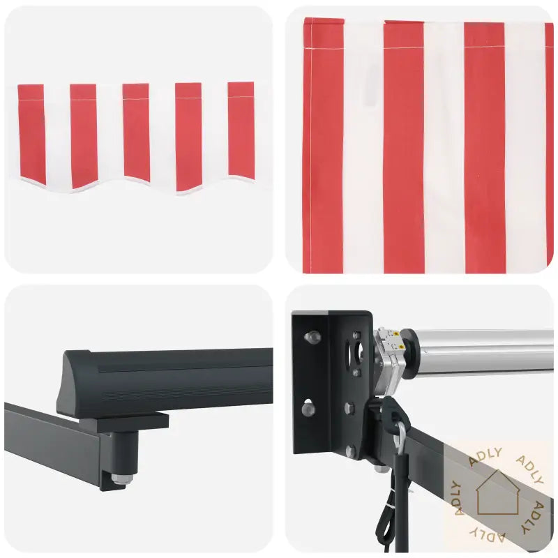 Automatisk Uttrekkbar Markise Rød Og Hvit Stripe 400X300 Cm
