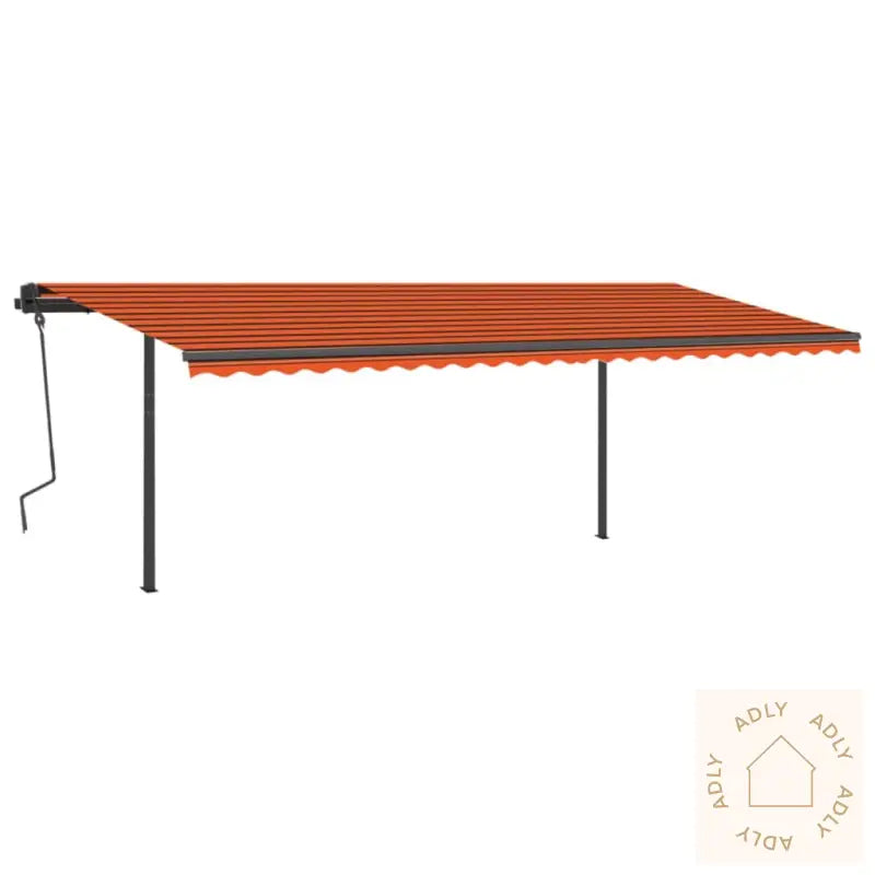 Automatisk Uttrekkbar Markise Med Stolper 6X3,5 M Oransje Brun