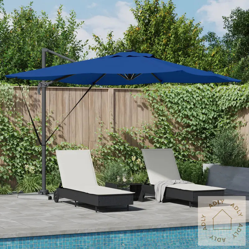 Cantilever Roma Parasol Med Led-Er Azure Blå 286X285X270 Cm Aluminium