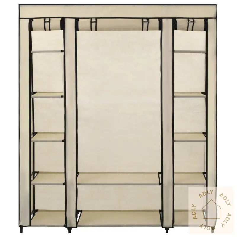 Garderobeskap Med Rom Og Stenger Krem 150X45X176 Cm Stoff