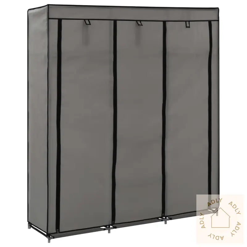 Garderobe Med Skap Og Stenger Grå 150X45X175 Cm Stoff