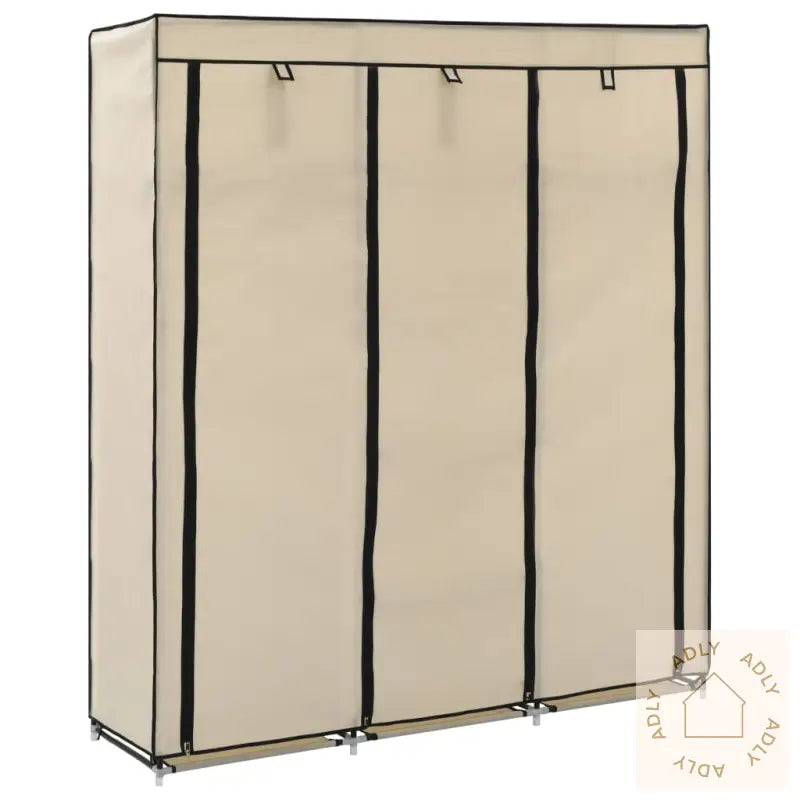 Garderobe Med Skap Og Stenger Kremhvit 150X45X175 Cm Stoff