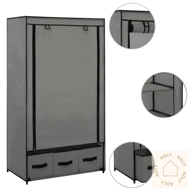 Garderobe Grå 87X49X159 Cm Stoff