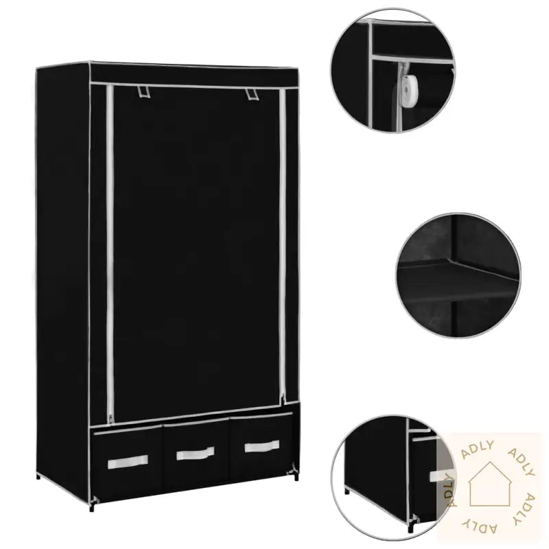 Garderobe Svart 87X49X159 Cm Stoff