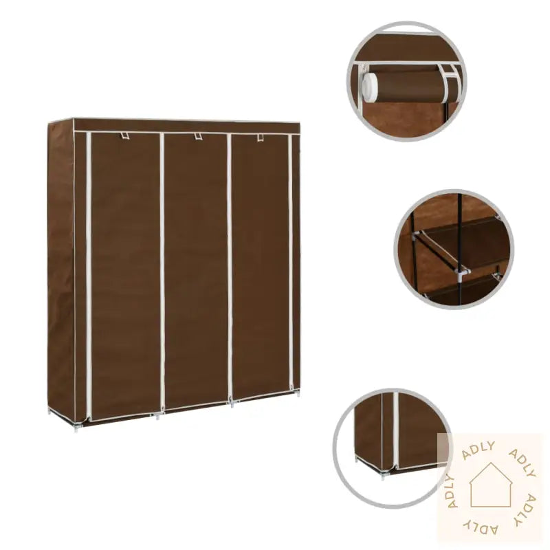 Garderobe Med Skap Og Stenger Brun 150X45X175 Cm Stoff
