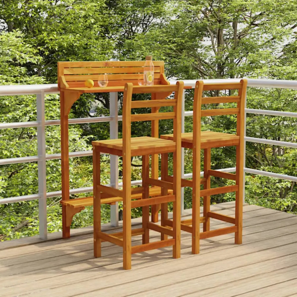 Wooden balcony bar set i oljebehandlet heltre akasie for uteplassen