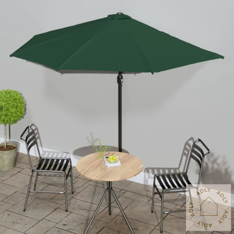 Balkongparasoll Med Aluminiumsstang Grønn 300X155 Cm Halv