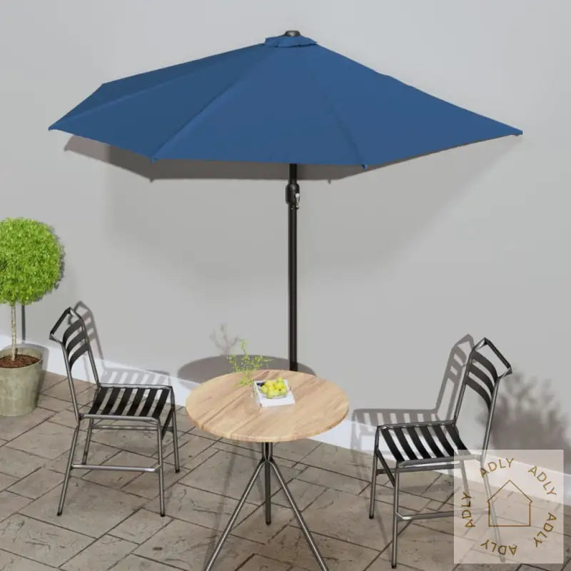Balkongparasoll Med Aluminiumsstang Blå 270X144X222 Cm Halv